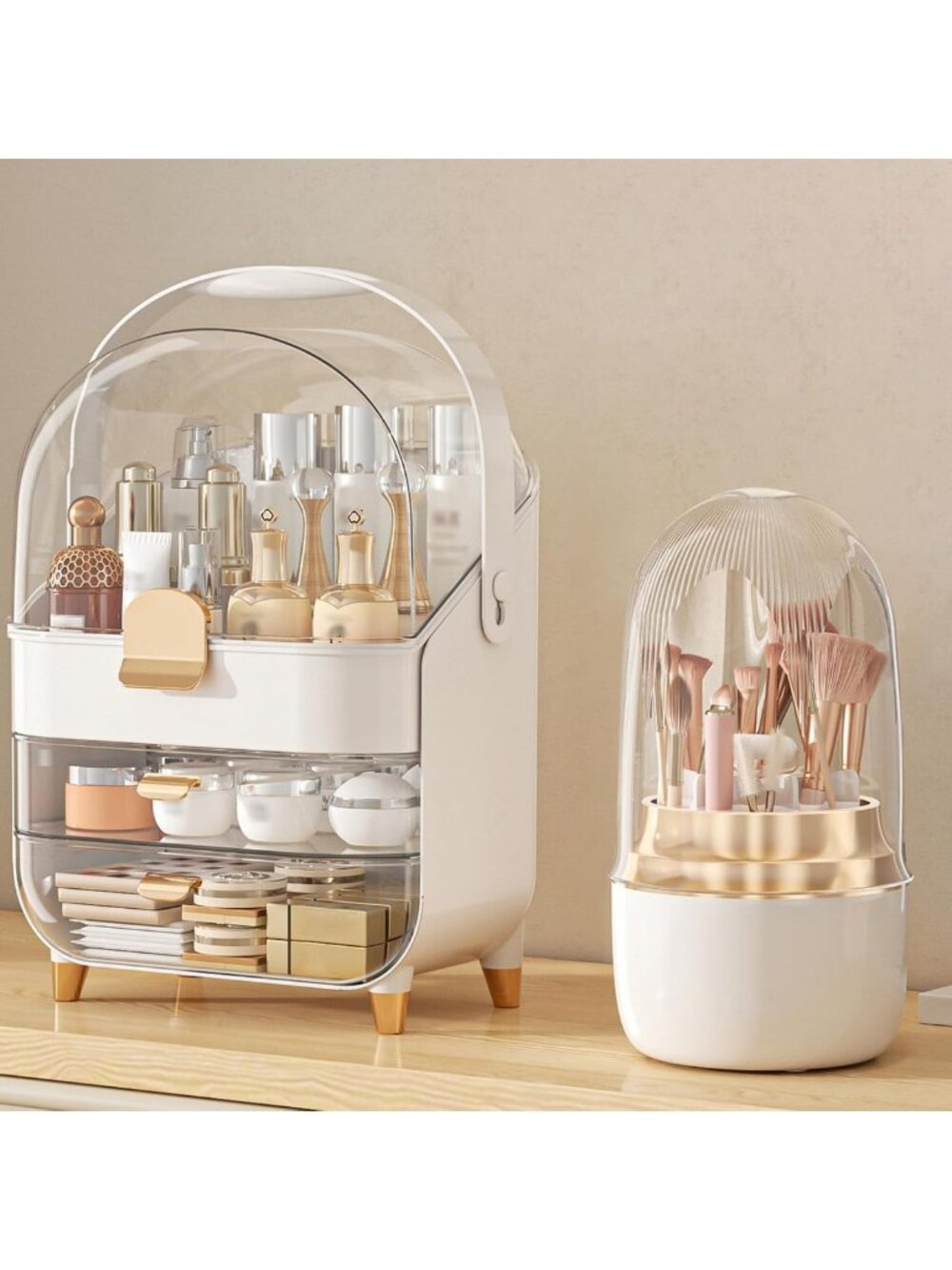 Stylish Makeup Organizer & Skincare Holder - Countertop Storage Box for Vanity